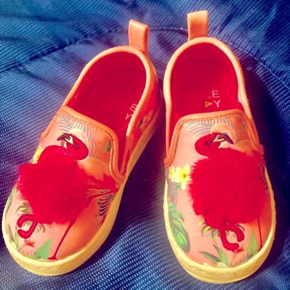 Sole Play Pink Flamingo Slip-On Girls Toddler Sneakers Sz 5 - Hot Pink Flamingos
